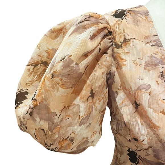 MISSGUIDED NWT Pink Floral Puff Sleeve Frill Mini Dress Size 0 - Picture 9 of 14